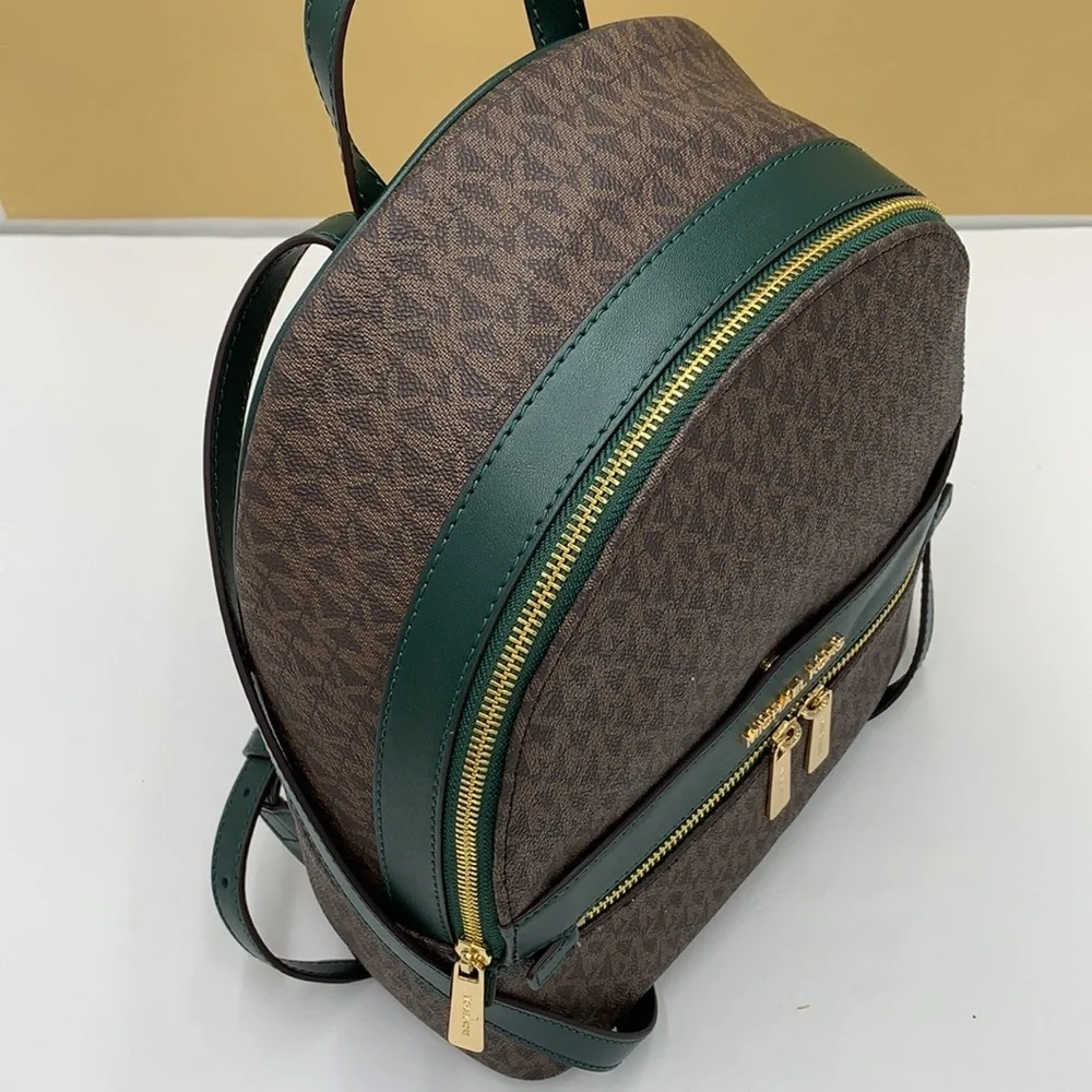 MICHAEL KORS KENLY MEDIUM BACKPACK Racing Green/ Brown signature color